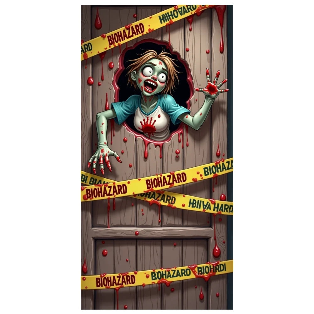 Halloween Door Banner – Scary Moon Night & Cemetery Scene