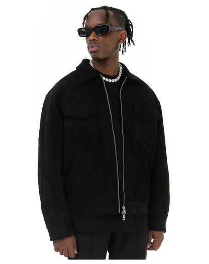 Casual Oversize Men's Jacket – Lapel Zipper Thick Coat