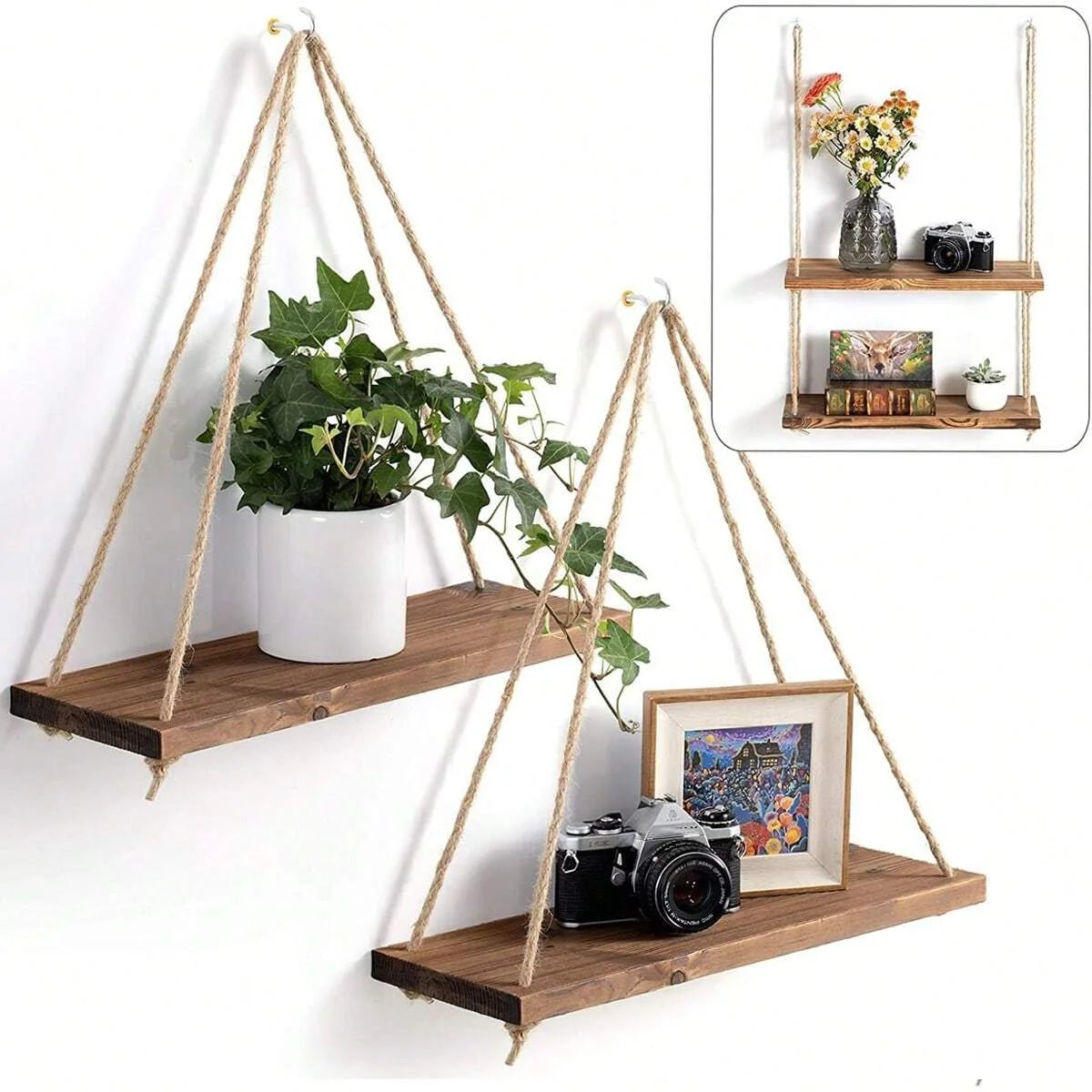 Chic Wooden Wall Hanging Rack for Floral Displays