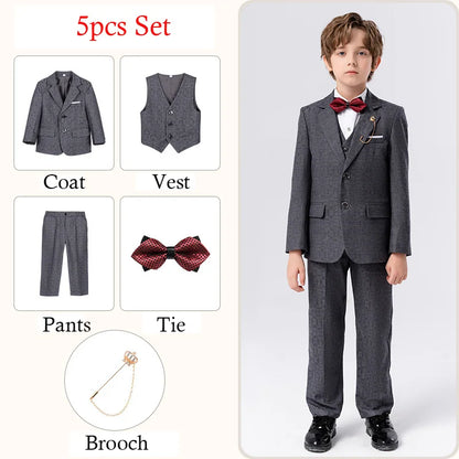 Classic Gray Suit for Boys – 1–14Y Formal & Performance Set