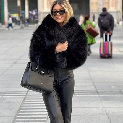 Cozy Black Faux Fur Outerwear – Trendy & Warm