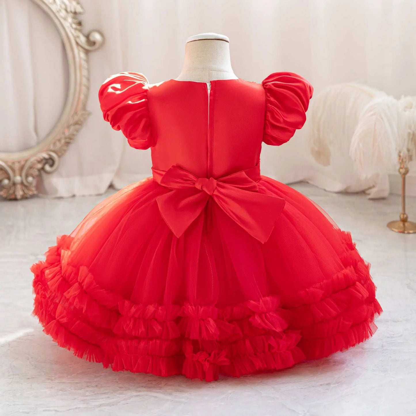 Girl Party Dress – Lace Bow Wedding Gown
