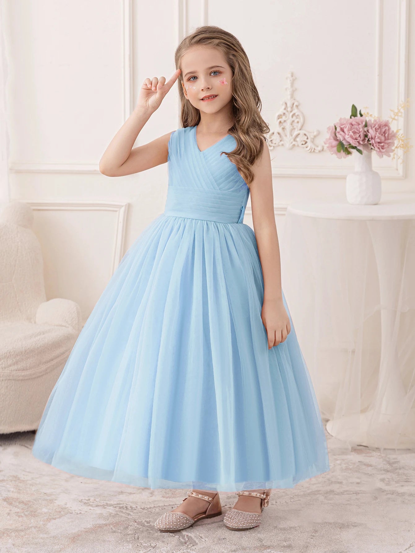 Blue Tulle Princess Dress for Girls – Birthday & Party