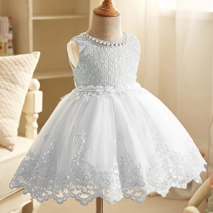 Pearl-Embellished Baby Dress – Formal Pageant Gown