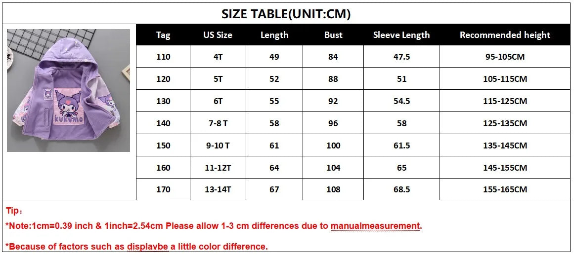 Teen Girls’ Plush Jacket – Cartoon Hooded Outerwear