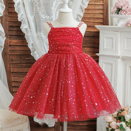 Girls Party Dress – Elegant Blue Sequin Gown