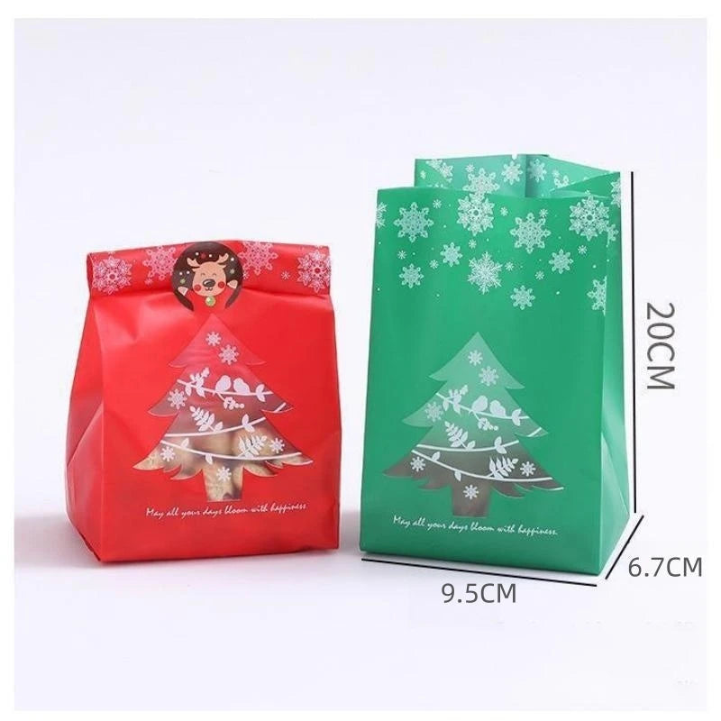 50/100pcs Snowflake Christmas Gift Bags – Festive Candy Boxes & Packaging for Xmas