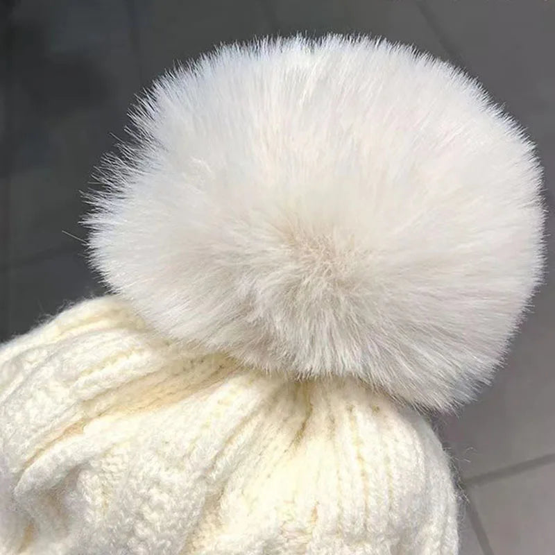 Cozy Faux Fur Pom Pom Beanie – Warm & Chic