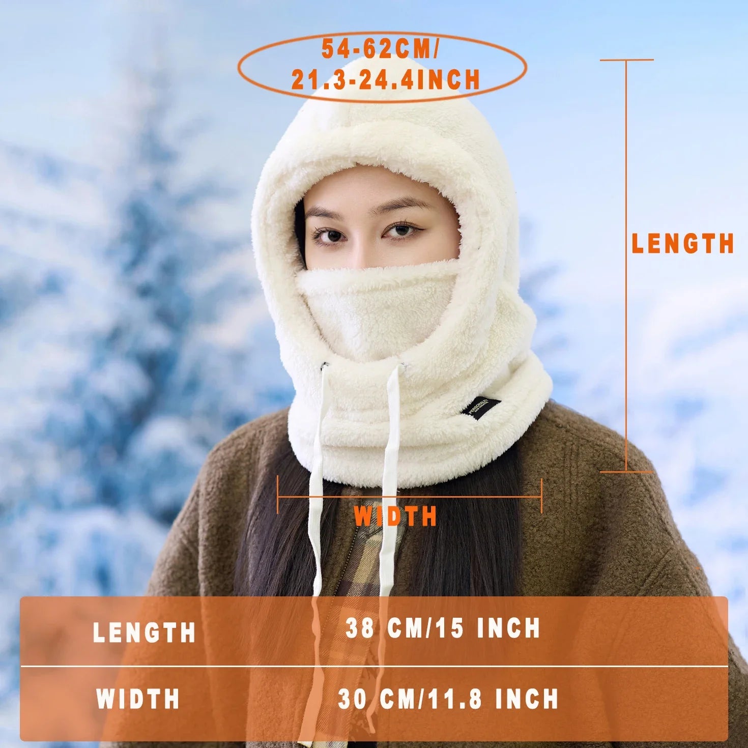 Winter Face Cover Hat with Fleece Sherpa Lining