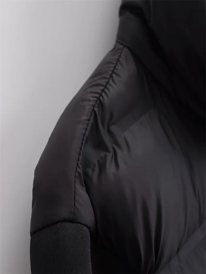 Modern Edge: Spliced Cotton Jacket with Stand Collar