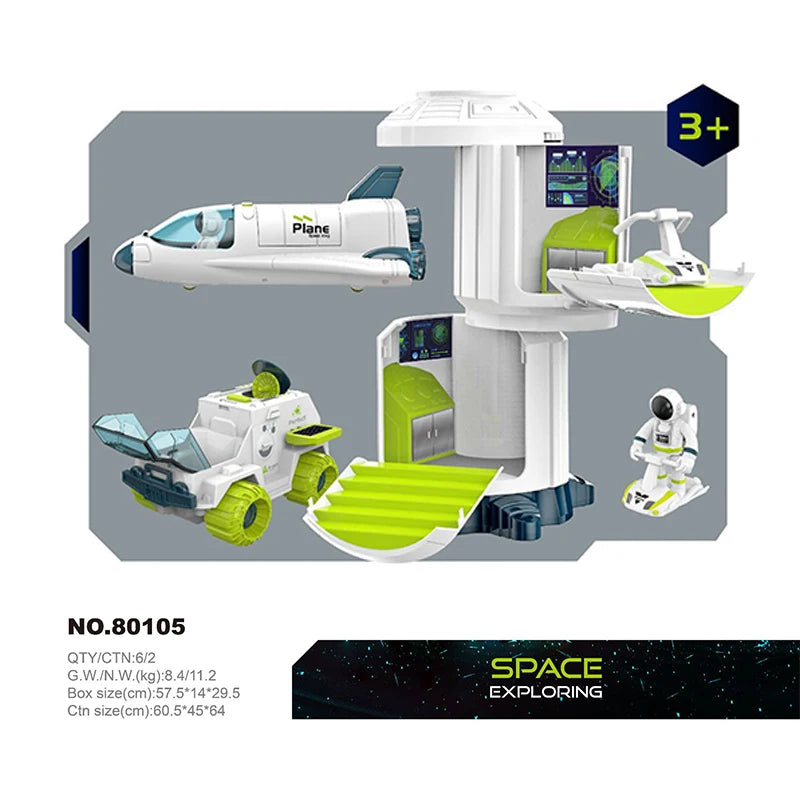 Space Model Toy Set – Light & Sound Shuttle, Rocket, and Station for Kids!