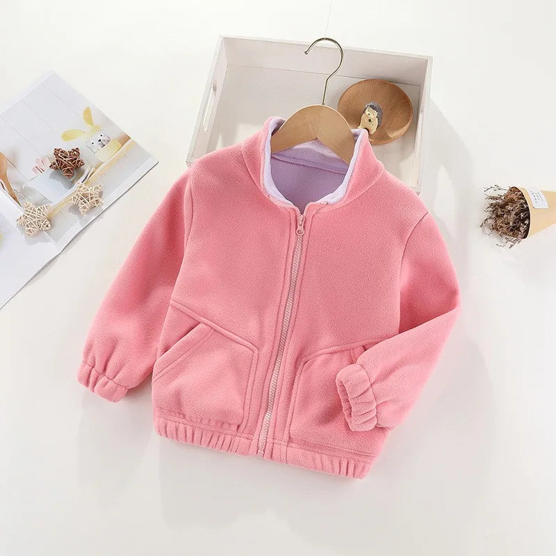 Children’s Thick Fleece Jacket – Zippered Casual Coat