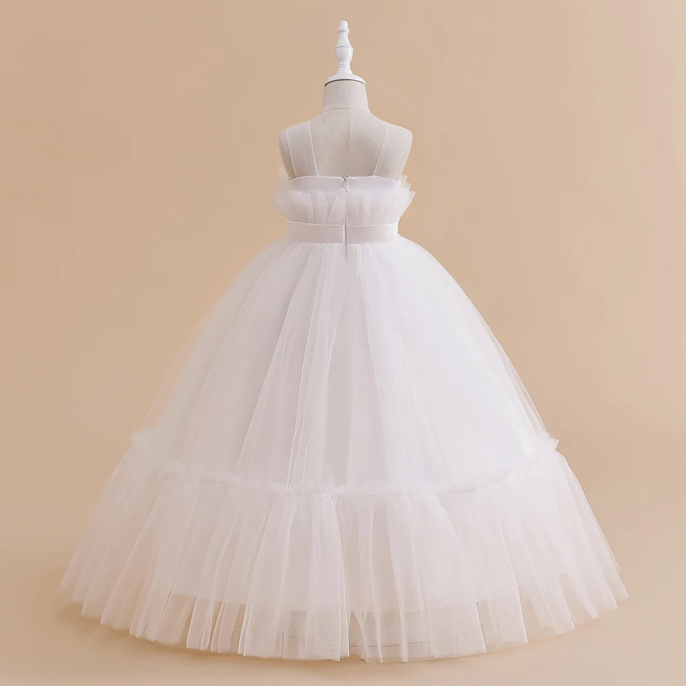 Girls Party Dress – White Tulle Wedding Gown