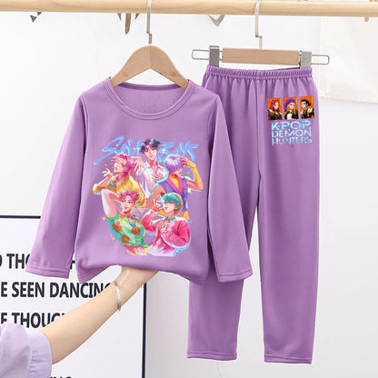 Kawaii Kpop Demon Hunters Girls Nightgown – Cozy Autumn Sleepwear