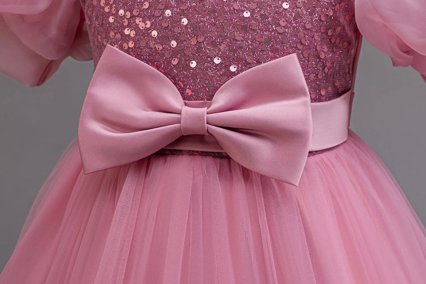 Elegant Long Sequin Dress for Girls 4–12 Years