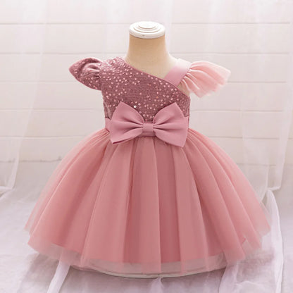 Cute Fly Sleeve Baby Girl Birthday Outfit
