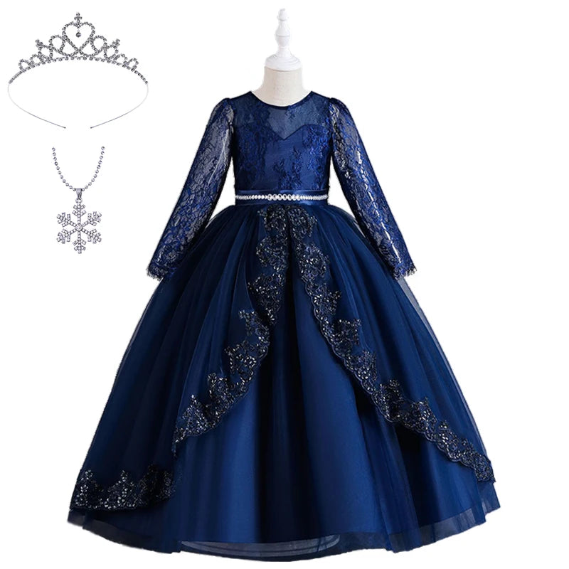 Girls Evening Dress – Lace Embroidered Party Gownn