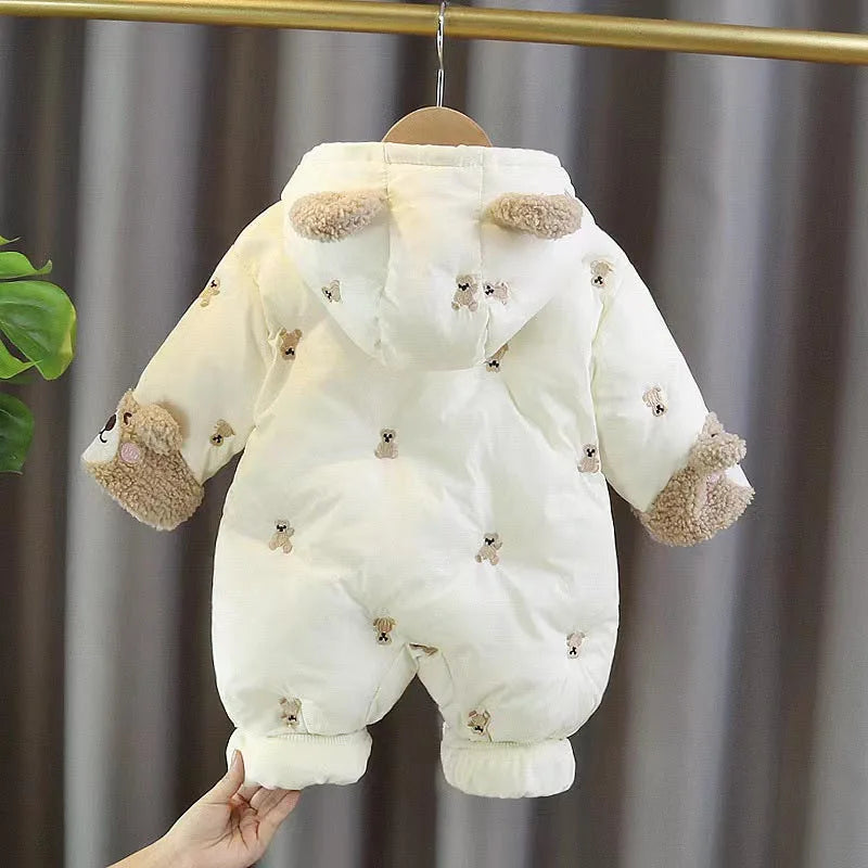 Infant Hooded Romper – Soft Cotton & Fleece