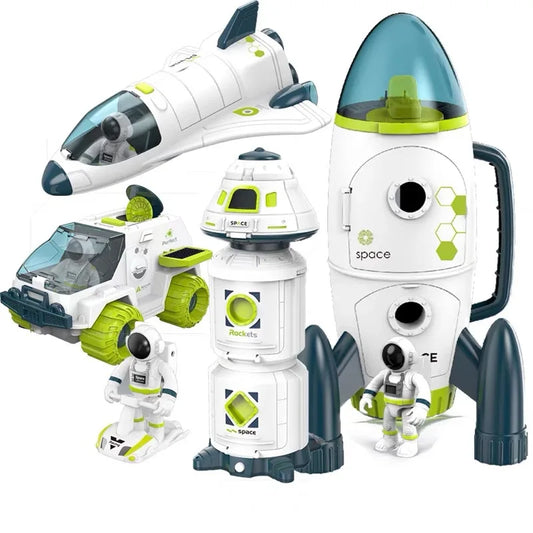 Space Model Toy Set – Light & Sound Shuttle, Rocket, and Station for Kids!