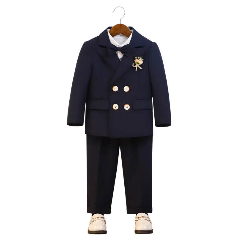 Elegant Boys’ Velvet Suit – British-Style Wedding & Party Outfit