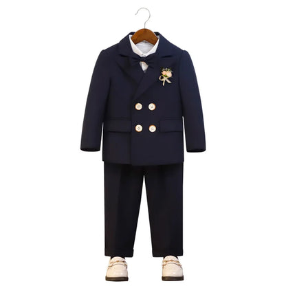 Elegant Boys’ Velvet Suit – British-Style Wedding & Party Outfit