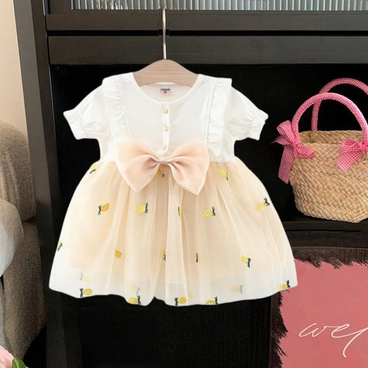 Baby Girl Short Sleeve Mesh Princess Dress
