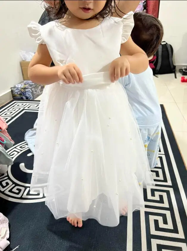 Kids Flower Girl Dress – Elegant Bow Tulle Party Wear