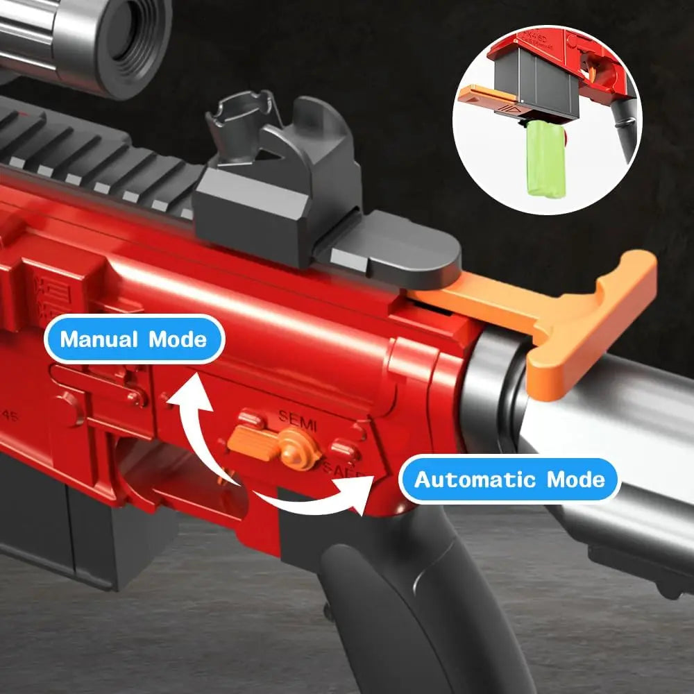 Automatic Blaster Toy Gun with Shell Ejection & 24-Dart Clip – Chain Mode Shooting Game for Kids 6+