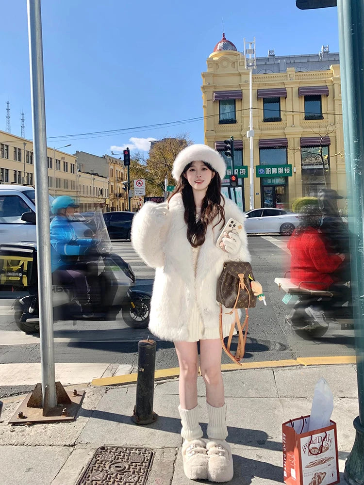 Luxury Fluffy Faux Fox Fur Jacket – Casual & Cozy