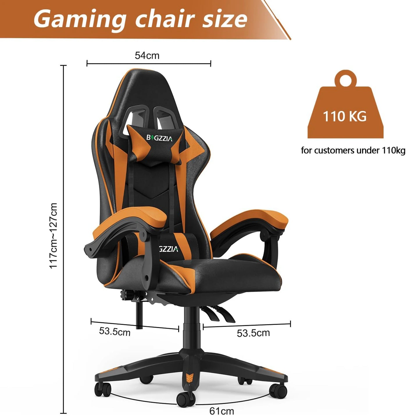 Ergonomic Gaming & Office Chair: PU Leather with Headrest & Lumbar Support