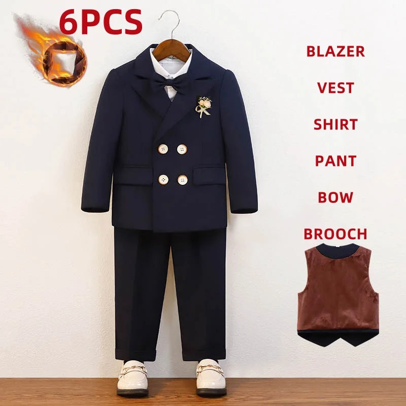 Elegant Boys’ Velvet Suit – British-Style Wedding & Party Outfit