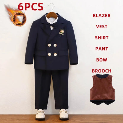 Elegant Boys’ Velvet Suit – British-Style Wedding & Party Outfit