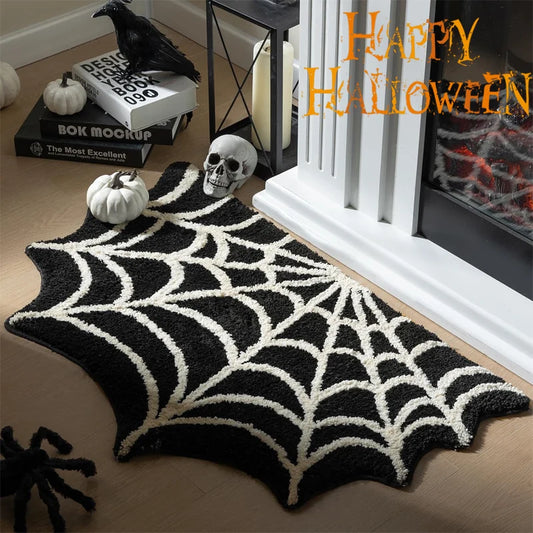 Spooky Spider Web Rug: Gothic Charm for Halloween Decor