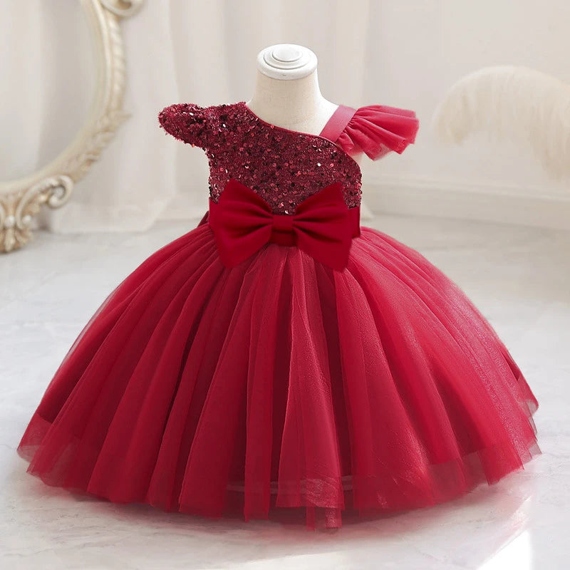 Cute Fly Sleeve Baby Girl Birthday Outfit