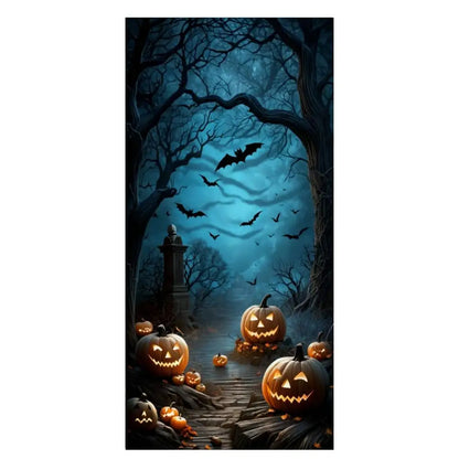 Halloween Door Banner – Scary Moon Night & Cemetery Scene