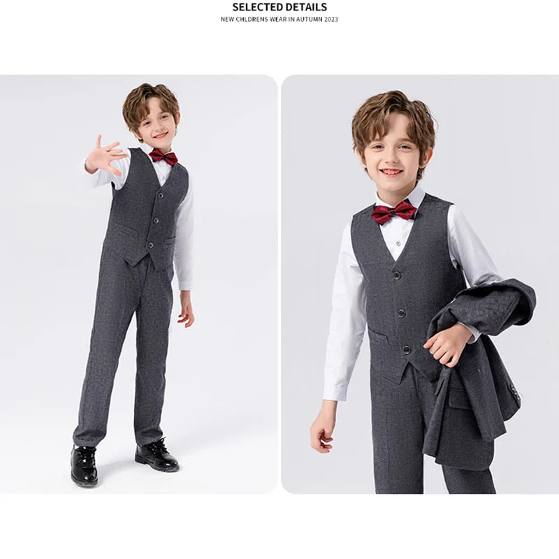 Classic Gray Suit for Boys – 1–14Y Formal & Performance Set