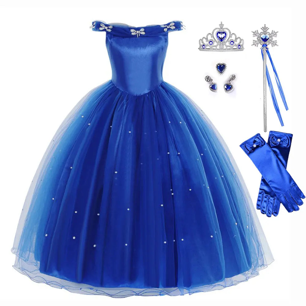 Girls Cinderella Princess Costume Dress Up Set