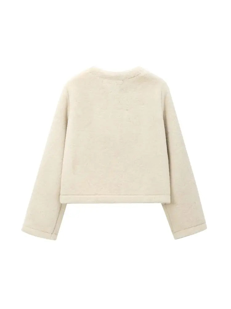 Elegant Faux Fur Outerwear – Long Sleeve Jacket