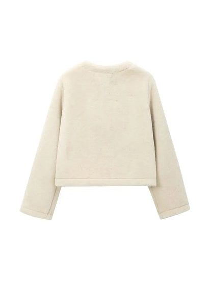 Elegant Faux Fur Outerwear – Long Sleeve Jacket