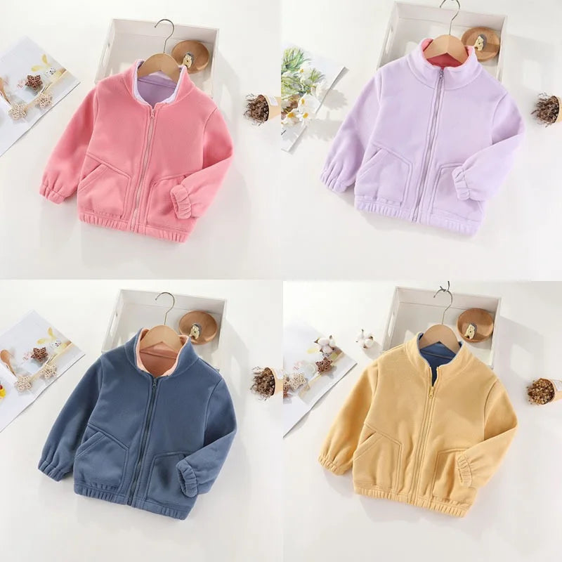 Children’s Thick Fleece Jacket – Zippered Casual Coat