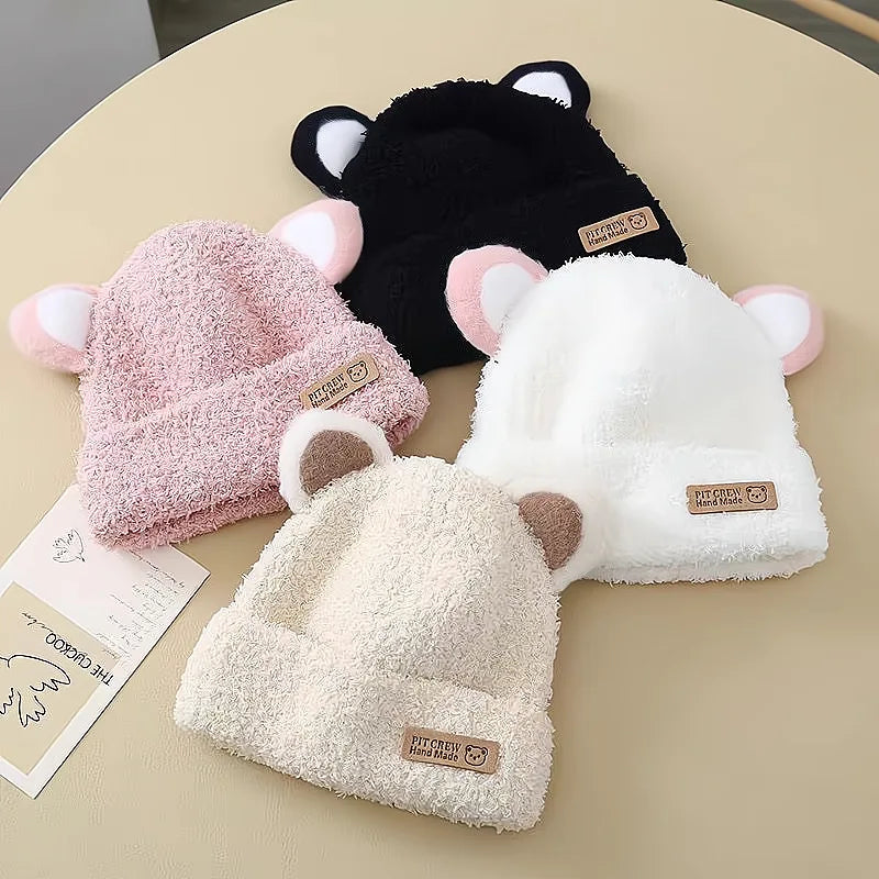 Winter Bear Hat – Windproof Knit for Kids