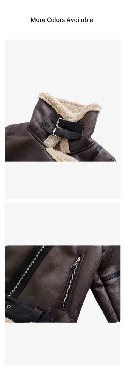 Retro Moto Style Coat – 2024 A/W Women's Fur Outerwear