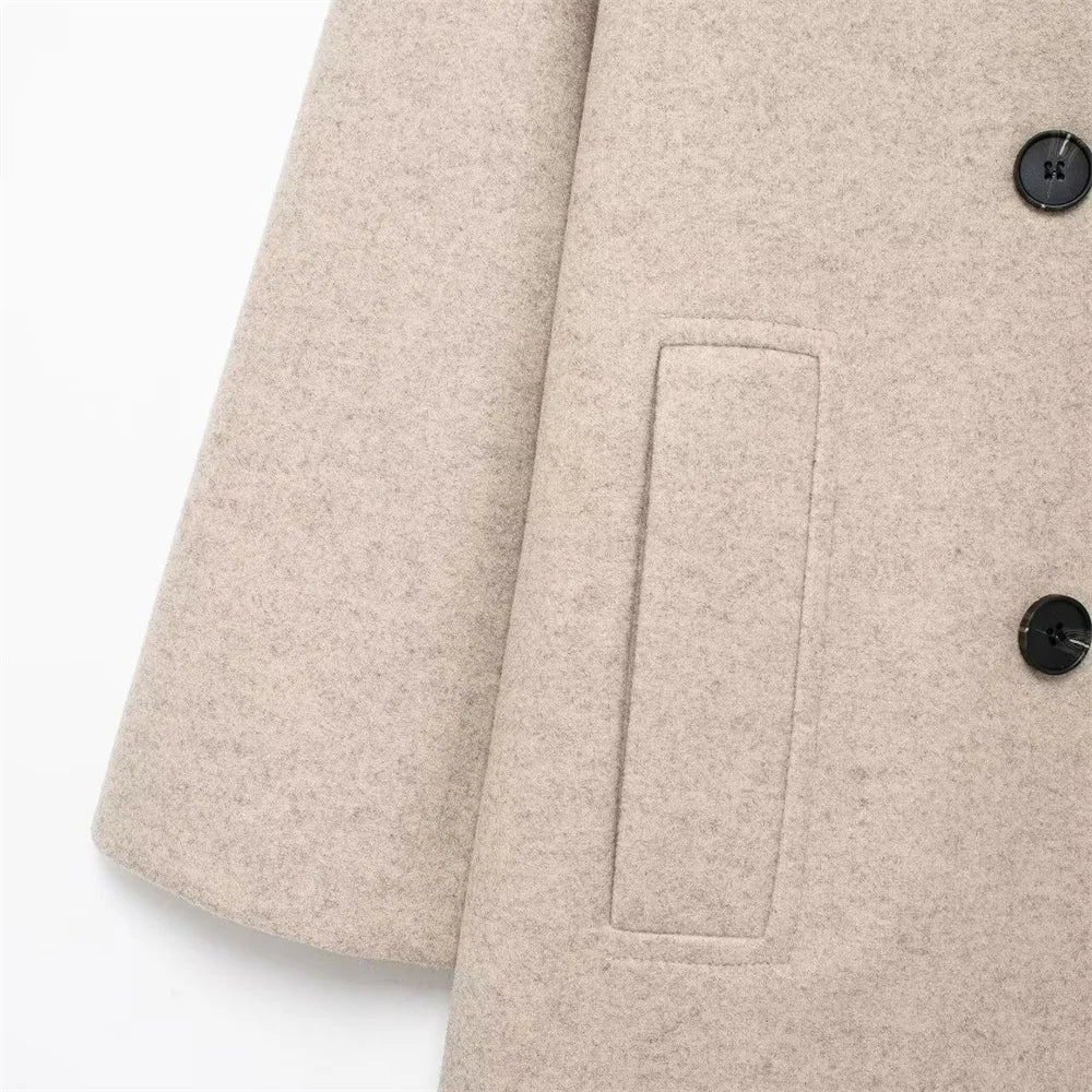 Autumn Chic Double-Breasted Lapel Coat