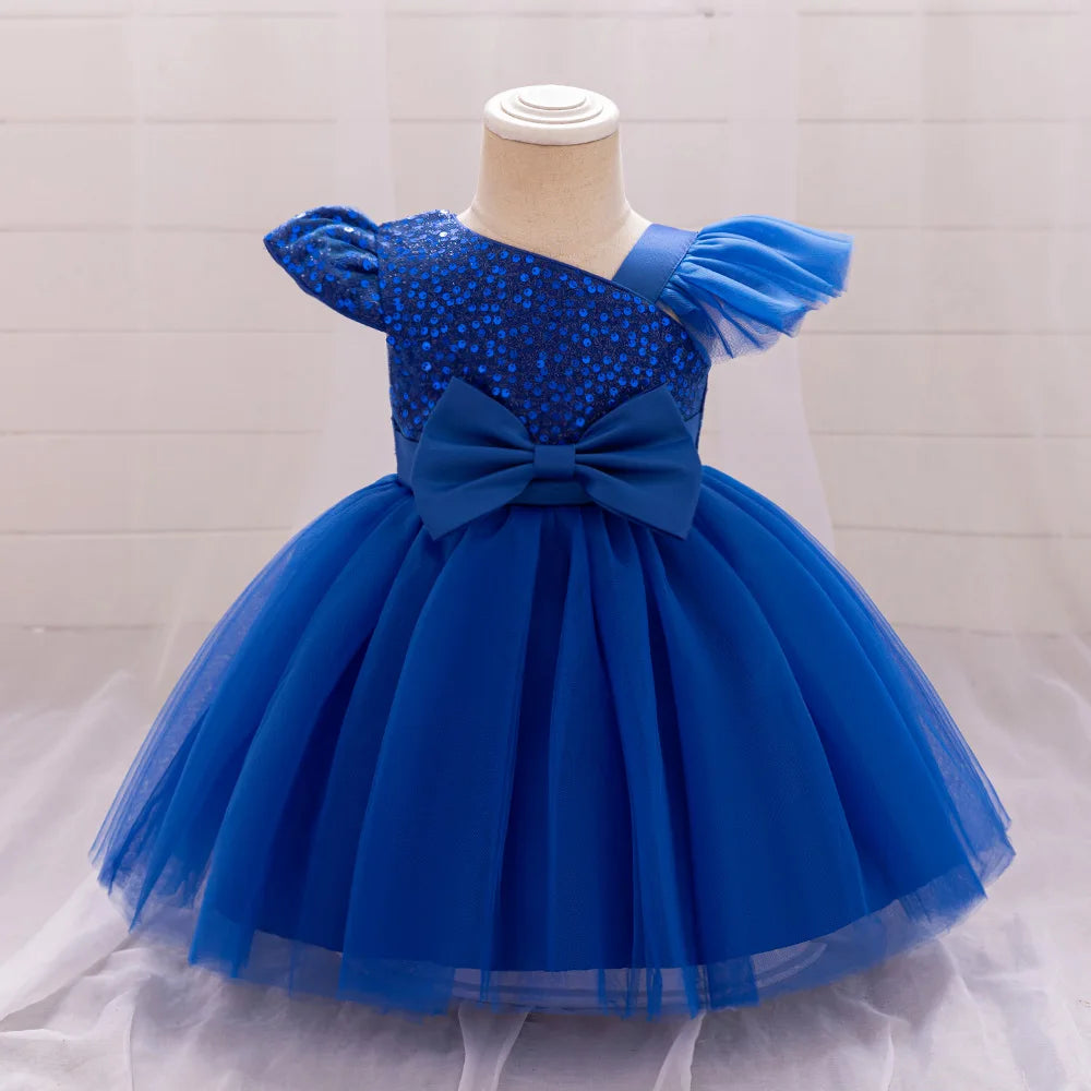 Cute Fly Sleeve Baby Girl Birthday Outfit
