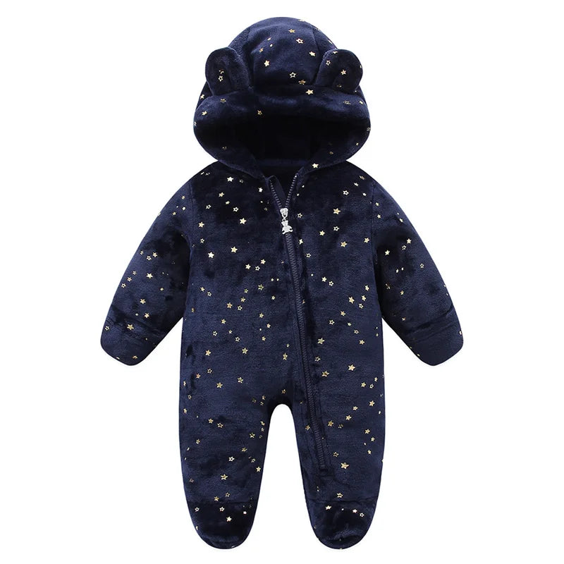 Soft Flannel Baby Romper – 0–12M Warmth