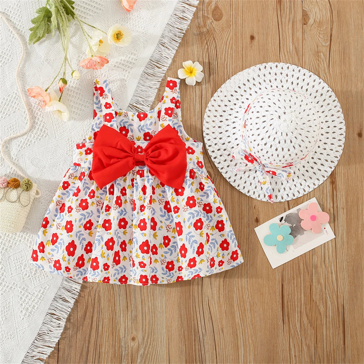 Baby Girl Cotton Sundress with Bow