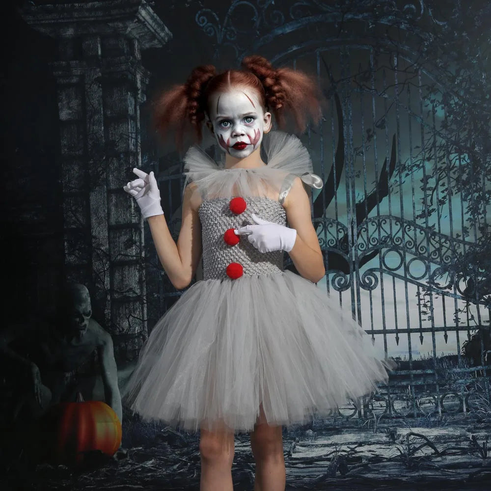 Kids Halloween 2025 Gray Joker Cosplay Outfit