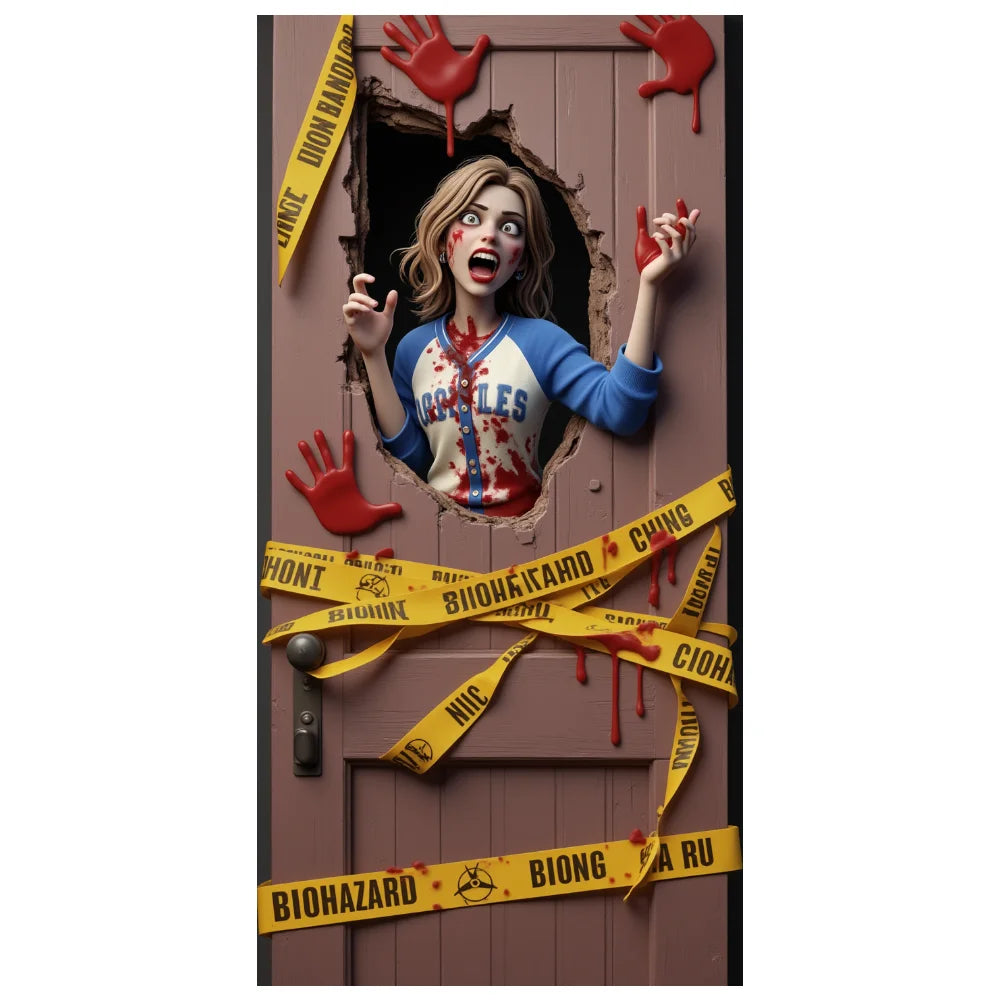 Halloween Door Banner – Scary Moon Night & Cemetery Scene