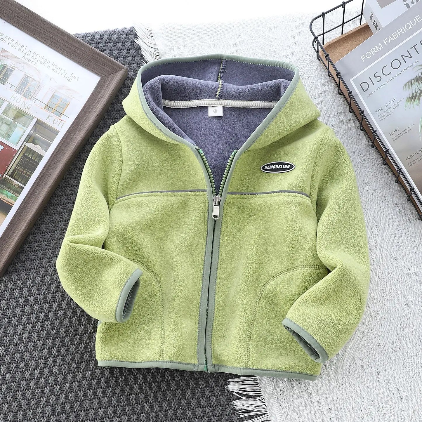 Boys’ Casual Hooded Fleece Sweatshirt – Zipper Coat for Kids