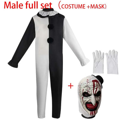 Unisex Terrifier Cosplay Costume – Killer Clown Jumpsuit for Halloween